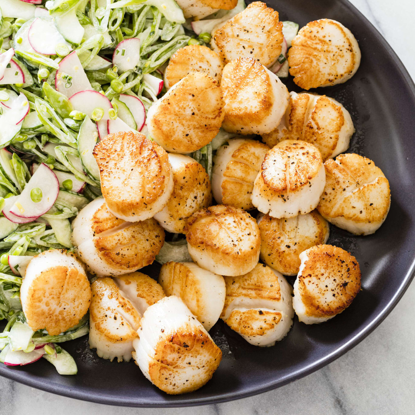 Food Column ATK Pan Seared Scallops with Slaw